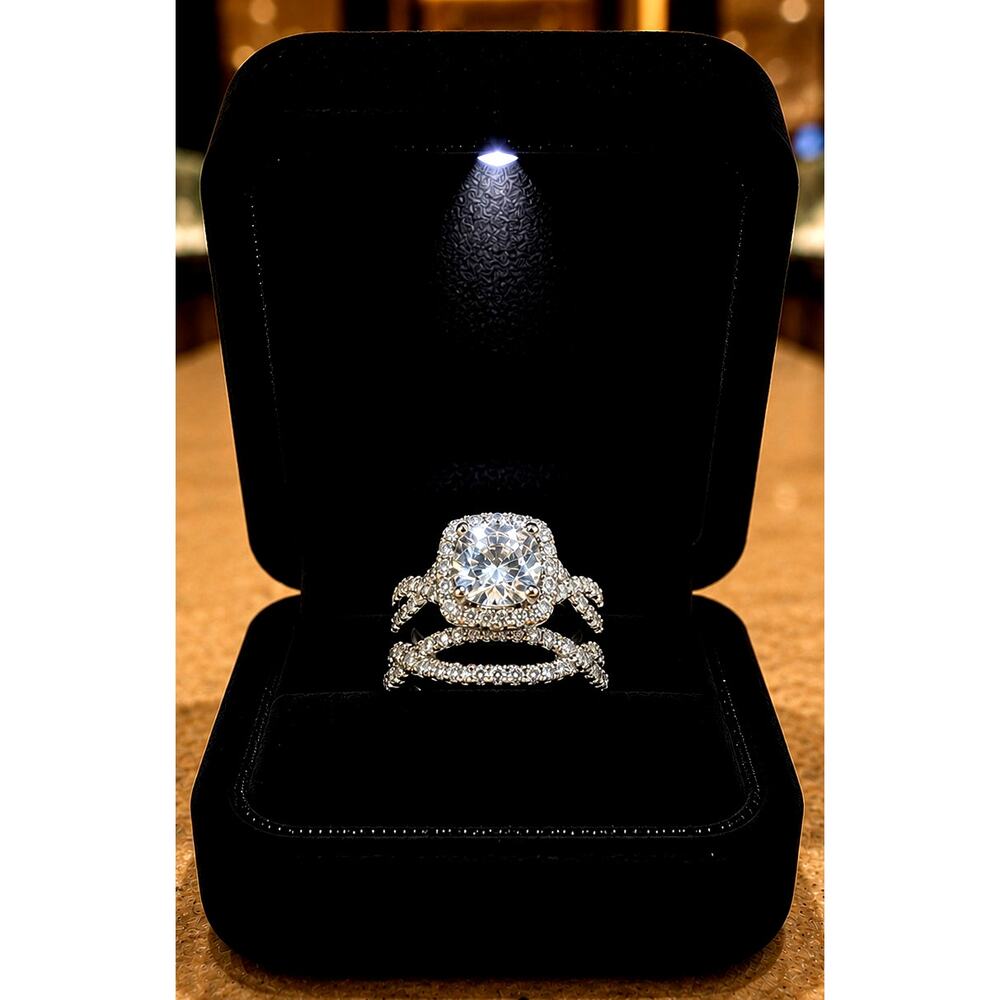 Love Eternity Set 2pc Cubic Zirconia Braided Double Band size 9